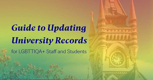 Cover of Guide to updating University records for LGBTTIQA plus staff and students