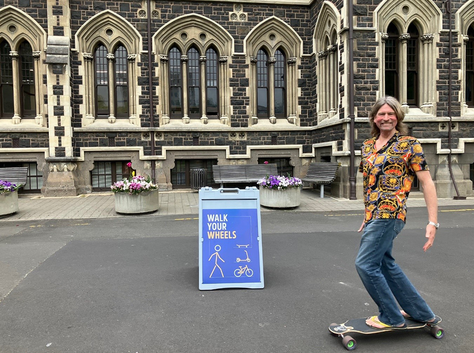 Paul posing (in a thoroughly rule-abiding stationary manner) by one of his favourite signs.  