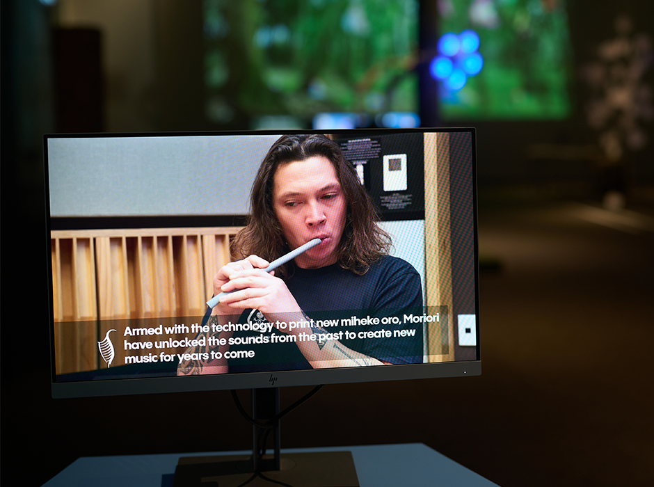 A man playing an instrument on a computer screen