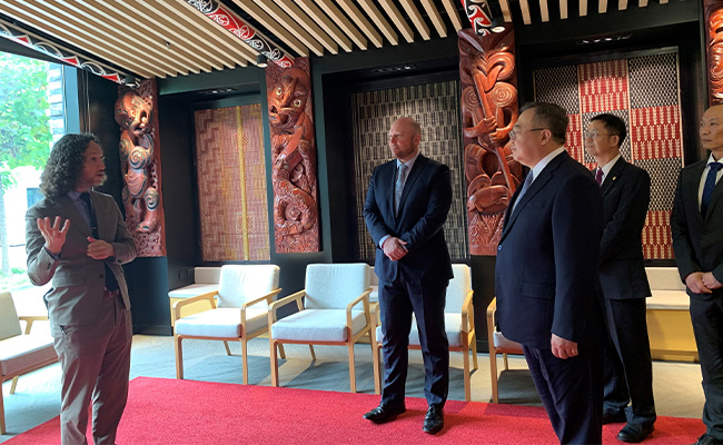 Hosting the Head of the International Department of the China Communist party, Li Jianchao, and his team at the New Zealand Embassy, August 2024.