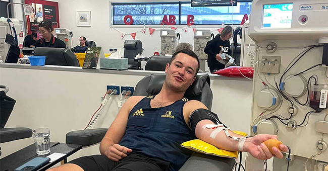 Ben Timmings taking part in the student Christchurch campus blood drive