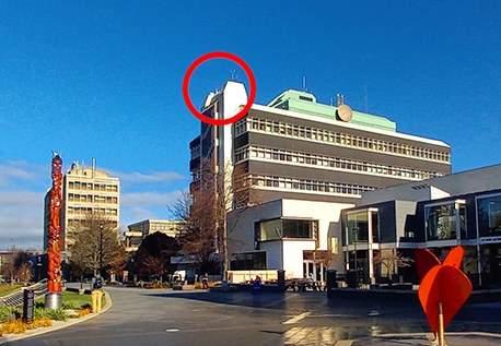 Location of weather station at the top of the Science 3 Building