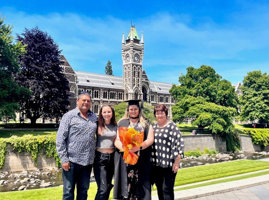 Tayla and her family when she graduated with her Bachelor of Pharmacy before starting her Master of Clinical Pharmacy focussing on indigenous experiences of healthcare in rural areas.  