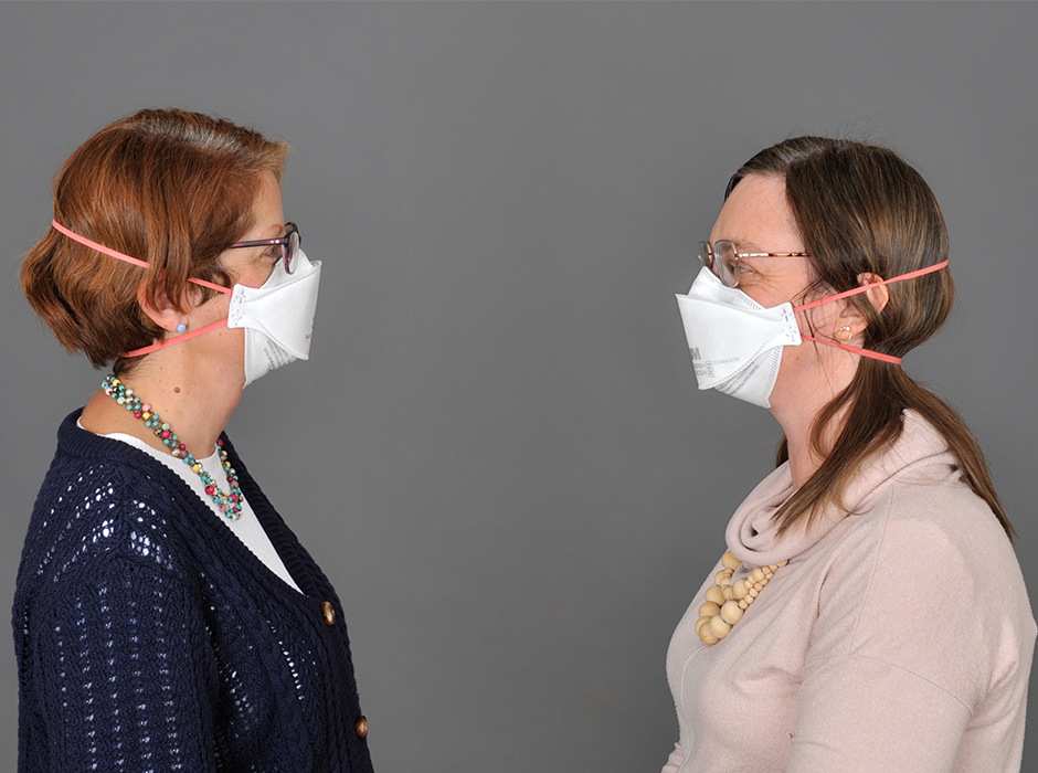 University of Otago staff wear respirator (N95) masks. Credit: Luke Pilkinton-Ching