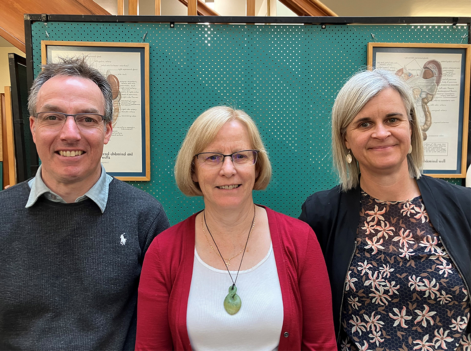 The three Otago researchers who have taken key roles on the International Federation of Associations of Anatomists, from left Dr Jon Cornwell, Professor Helen Nicholson and Professor Stephanie Woodley.