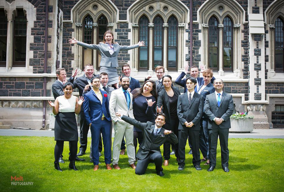 Group of students in graduation robes 