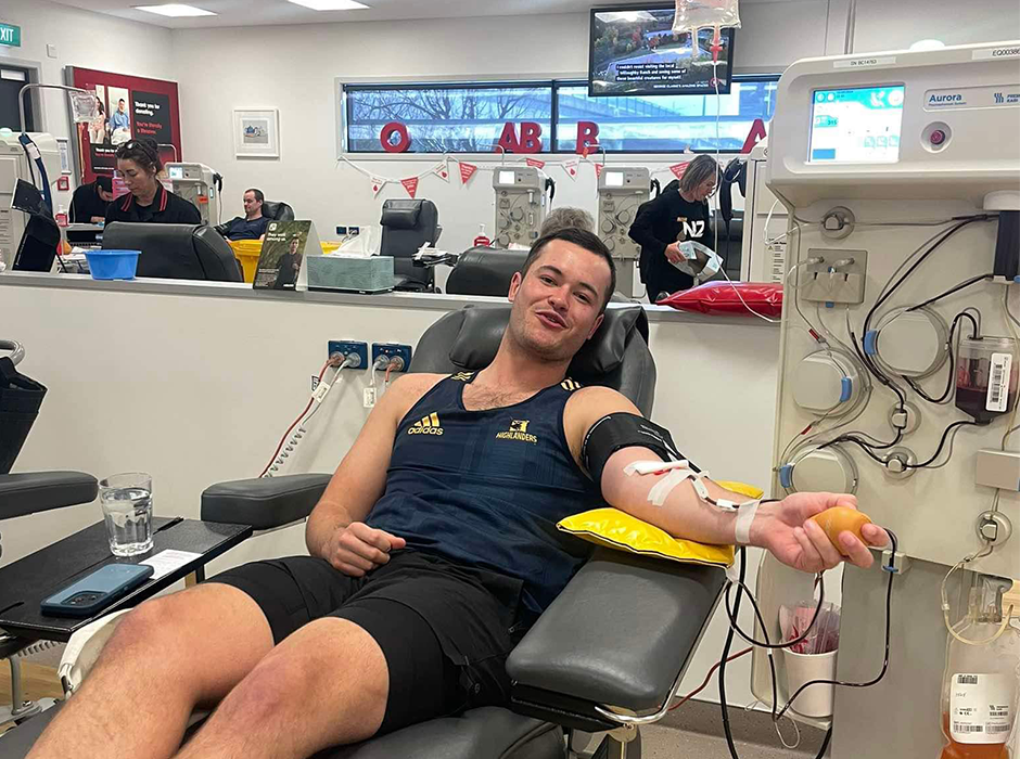 Ben Timmings taking part in the student Christchurch campus blood drive