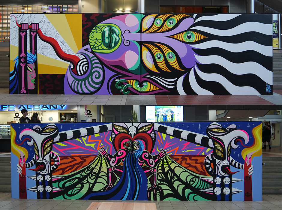 Two of the new murals in the Link.