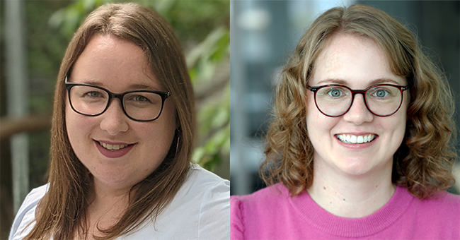 A head shot of two women 