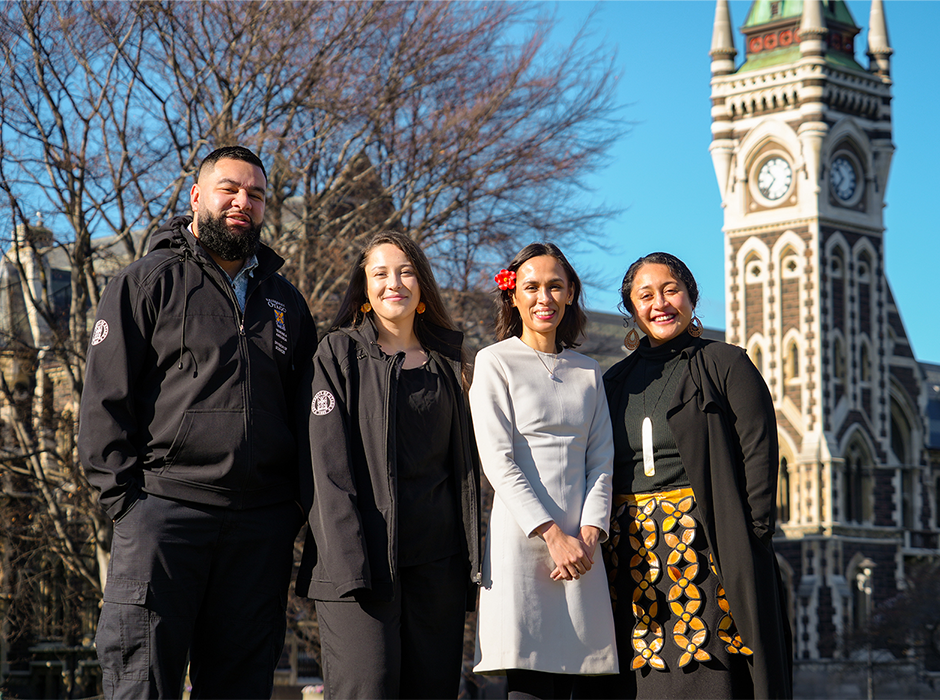 Sciences Pacific Student and Community Support team: (L to R) Keenan Masina, Keilah Fox, Dr Vanisha Mishra-Vakaoti and Losana Taungapeau-Ikahihifo (absent, Associate Dean Pacific (Sciences) Dr Edmond Fehoko)  