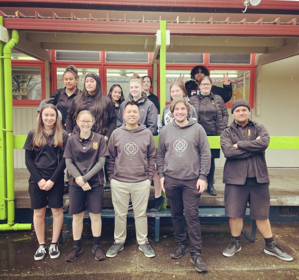 Dr Aung with Māori students at Wairoa College, Hawkes Bay