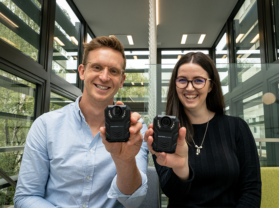 Brad Brosnan and Shay Ruby-Wickham with the infrared cameras used in the study. 