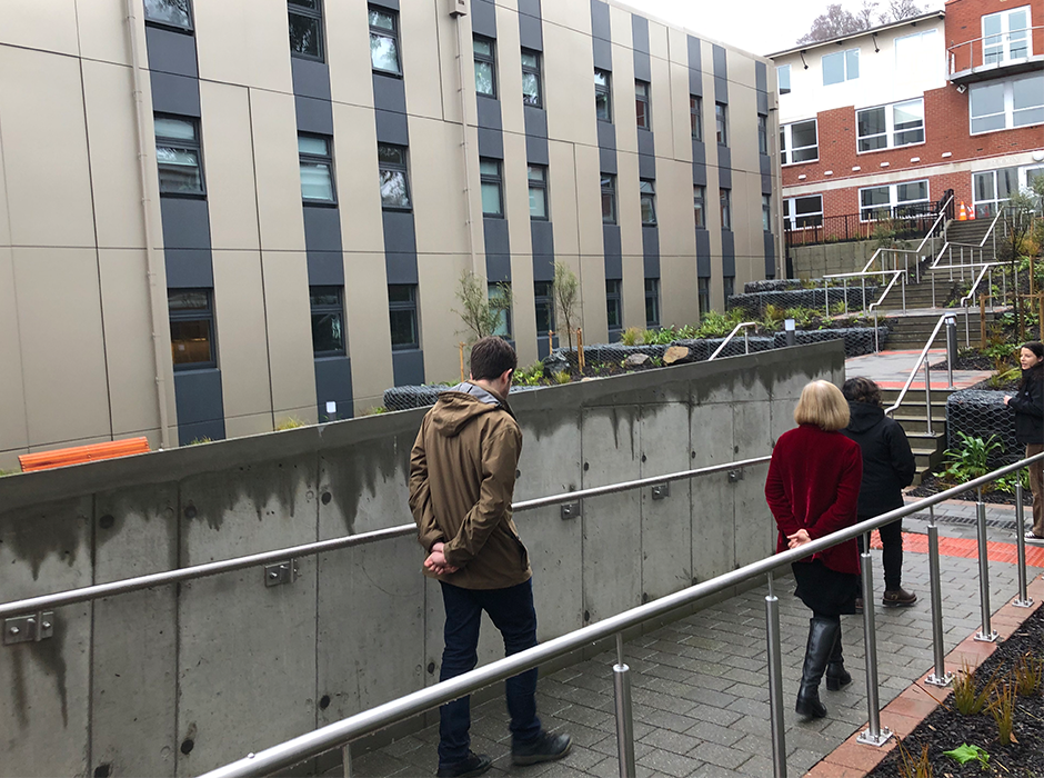 The new wing and landscaping at Aquinas College. 