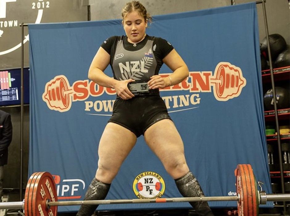 Recent Otago graduate Charlotte Worley prepares for her powerlifting event at the Junior World Championships in Malta this year.