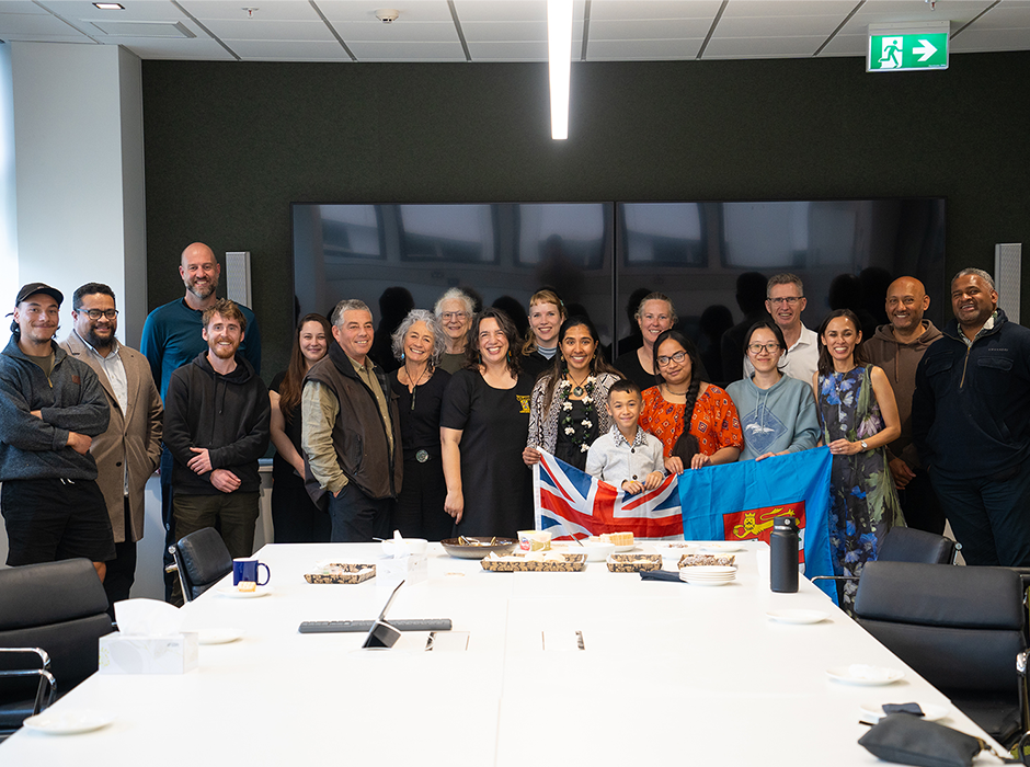 Surrounded by members of her support network and ‘village’, Namrata Chand’s doctorate oral defence is the first community-supported Pacific PhD exam to take place in the Sciences.  