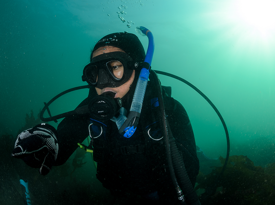 Image of Nam scuba diving. 