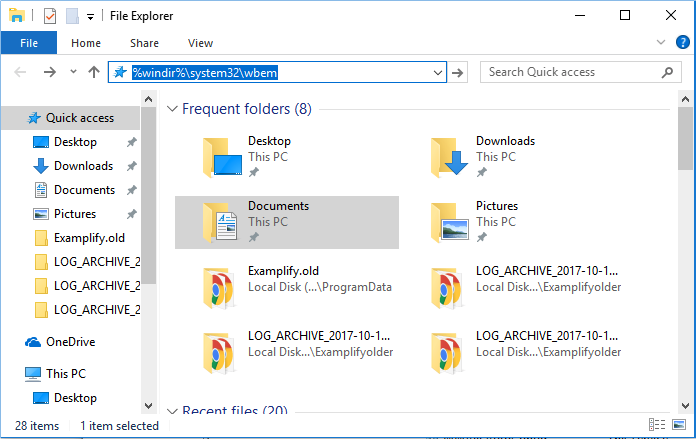 Screenshot of Entering text into File Explorer search bar